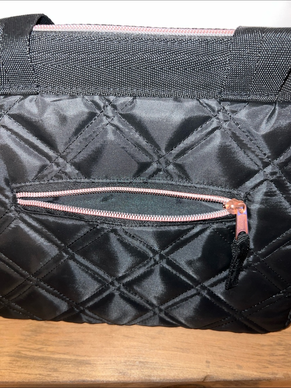 Black Quilted Lunch/Tote Bag with Rose Gold Accent - Picture 6 of 11